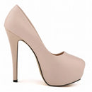 Sapatos Femininos de Salto Alto Sexy com Bico Redondo, Plataforma Casual de 14cm, Sapatos Vermelhos para Festa e Casamento, Tamanho Grande