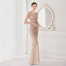 Deerveado elegante decote em v sereia vestido de noite longo luxo contas feminino vestidos de festa à noite 2025 novo vestido formal 19085
