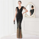 Deerveado elegante decote em v sereia vestido de noite longo luxo contas feminino vestidos de festa à noite 2025 novo vestido formal 19085
