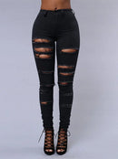 Venda quente jeans rasgados para mulheres sexy jeans skinny moda rua casual lápis calças femininas primavera e verão roupas