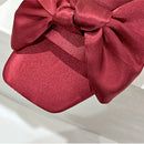 Nova moda cetim chinelos de casamento luxo feminino peep toe quarto sandálias casa sapatos de noiva dama de honra com arco de seda
