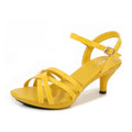 Sandália feminina confortável couro de patente 6cm verão estudante sapatos moda estilo simples fivela cinta festa fina saltos altos tamanho 43