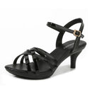 Sandália feminina confortável couro de patente 6cm verão estudante sapatos moda estilo simples fivela cinta festa fina saltos altos tamanho 43