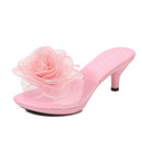 Tridimensional flores chinelos verão sandálias transparentes sapatos de praia finos saltos altos caminhada mostrar cristal festa sapatos femininos