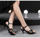 Sandália feminina confortável couro de patente 6cm verão estudante sapatos moda estilo simples fivela cinta festa fina saltos altos tamanho 43