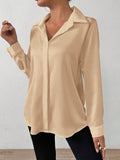 Cross-Border European and American Clothing Satin Shirt Women's Satin Imitation Silk Long-Sleeved Shirt European and American Export Cross-Border Women's Clothing