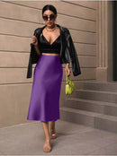 Hip-Covering Fishtail Skirt Satin Mid-Length Skirt Spring and Summer New European and American Cross-Border Women's Clothing Manufacturer Direct