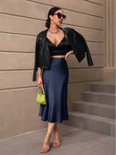 Hip-Covering Fishtail Skirt Satin Mid-Length Skirt Spring and Summer New European and American Cross-Border Women's Clothing Manufacturer Direct