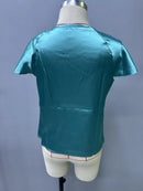 2026 European and American Foreign Trade Cross-Border Supply Summer Satin Short-Sleeve Top with Satin Twist, Solid Color, Loose Fit, Versatile Women's Top