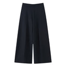 Calças Femininas Casuais Chiques de Perna Larga Vintage para Escritório com Cintura Alta, Bolsos e Pregas, Calças Longas Primavera Verão 2026 Estilo Streetwear