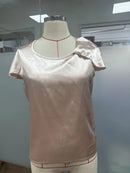 2026 European and American Foreign Trade Cross-Border Supply Summer Satin Short-Sleeve Top with Satin Twist, Solid Color, Loose Fit, Versatile Women's Top