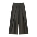 Calças Femininas Casuais Chiques de Perna Larga Vintage para Escritório com Cintura Alta, Bolsos e Pregas, Calças Longas Primavera Verão 2026 Estilo Streetwear