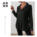 Cross-Border European and American Clothing Satin Shirt Women's Satin Imitation Silk Long-Sleeved Shirt European and American Export Cross-Border Women's Clothing