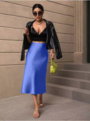 Hip-Covering Fishtail Skirt Satin Mid-Length Skirt Spring and Summer New European and American Cross-Border Women's Clothing Manufacturer Direct