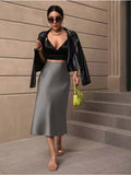 Hip-Covering Fishtail Skirt Satin Mid-Length Skirt Spring and Summer New European and American Cross-Border Women's Clothing Manufacturer Direct