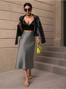 Hip-Covering Fishtail Skirt Satin Mid-Length Skirt Spring and Summer New European and American Cross-Border Women's Clothing Manufacturer Direct