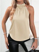 Amazon 2026 European and American Cross-Border Foreign Trade Summer New Satin Vest for Women, Solid Color Off-Shoulder Halter Neck Sleeveless Top
