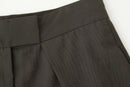 Calças Femininas Casuais Chiques de Perna Larga Vintage para Escritório com Cintura Alta, Bolsos e Pregas, Calças Longas Primavera Verão 2026 Estilo Streetwear