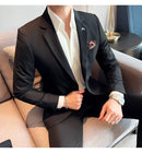 (Jaqueta + calças) marca de alta qualidade boutique cor sólida masculino casual negócios escritório terno noivo vestido casamento festa blazer calças