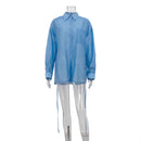 Camisa de Tencel com lapela e mangas compridas, estilo europeu e americano, elegante, versátil, soltinha, para mulheres, ideal para o dia a dia.