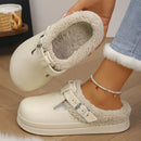 À prova dwaterproof água eva peludo mules chinelos feminino 2025 inverno fivela de metal quente chinelos de pelúcia macio fundo grosso não deslizamento slides internos