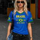 Camiseta de Futebol com Bandeira do Brasil para Mulheres e Homens, Verão 2026, Camisetas de Manga Curta, Roupas Esportivas para Família, Presente para Fãs do Brasil