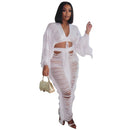 Swimwear Saia Cover-up 2 Piece Set Mulheres Tops de Colheita E Saia Longa Maiô Moda Sólida Oco Sexy Beach Cover Up Outfits
