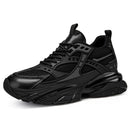 Tênis casuais masculinos com design em malha respirável, sola grossa, tênis esportivos masculinos modernos, estilo Dad Shoes com aumento de altura invisível de 6-10cm.
