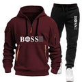 Conjunto Masculino de Moletom e Calça 2 Peças Primavera/Outono 2026, Novo, para Corrida ao Ar Livre, Corta-Vento, com Zíper, Quente, Roupa Esportiva Masculina