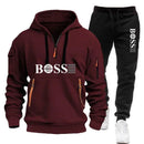 Conjunto Masculino de Moletom e Calça 2 Peças Primavera/Outono 2026, Novo, para Corrida ao Ar Livre, Corta-Vento, com Zíper, Quente, Roupa Esportiva Masculina