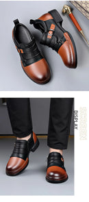 Botas Retro de Cano Baixo para Homens, com Zíper, em Couro Genuíno, Moda Masculina, Sapatos de Plataforma de Alta Qualidade