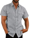 Camisas Masculinas de Linho em Promoção: Camisas de Manga Curta para o Verão, Cor Sólida, Gola Confortável, Estilo Casual Praia, Tamanhos Grandes M-4XL