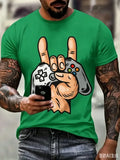 Camiseta Masculina Estilosa com Estampa de Controle de Videogame para Amantes de Jogos, Casual Diária de Manga Curta, Tendência Streetwear
