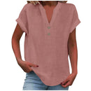Cor pura botão até decote em v manga curta camisa de rayon de bambu verão moda feminina camisa de botão casual negócios topo