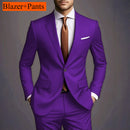 Novo Terno Masculino de Luxo Elegante 2026 - Conjunto de 2 Peças, Estilo Coreano Casual Slim Fit para Noivos e Eventos Sociais