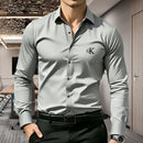 Camisa Casual Premium Masculina, Estampa Word GK, Slim Fit, Manga Longa, Resistente a Rugas, 5 Cores Disponíveis, S-XXL