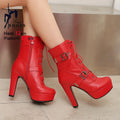 Plataforma botas curtas mulher outono e inverno 12cm salto alto cinto fivela tornozelo botas 2025 sola grossa sapatos de motocicleta tamanho 35-46