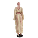 Swimwear Saia Cover-up 2 Piece Set Mulheres Tops de Colheita E Saia Longa Maiô Moda Sólida Oco Sexy Beach Cover Up Outfits