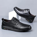 Sapato Masculino de Luxo em Couro Genuíno para Uso Externo, Sapatos Casuais de Couro Oxford com Cadarço, Sapatos Sociais de Grife com Cadarço para Negócios