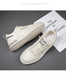 Sapatos casuais masculinos sem cadarço para todas as estações, novos, respiráveis, leves, com sola macia, para caminhada ao ar livre, sapatos brancos para estudantes.
