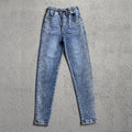 Coreano novo 2026 primavera outono perfuração quente jeans elásticos feminino solto de cintura alta haren denim calças femininas casuais jeans selvagens