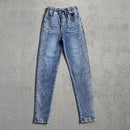 Coreano novo 2026 primavera outono perfuração quente jeans elásticos feminino solto de cintura alta haren denim calças femininas casuais jeans selvagens