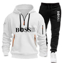 Conjunto Masculino de Moletom e Calça 2 Peças Primavera/Outono 2026, Novo, para Corrida ao Ar Livre, Corta-Vento, com Zíper, Quente, Roupa Esportiva Masculina