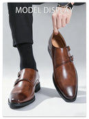 Clássico retro vestido masculino monge sapatos de couro com fivela dedo do pé apontado negócios escritório casamento confortável sapatos oxfords masculinos