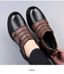 Botas Retro de Cano Baixo para Homens, com Zíper, em Couro Genuíno, Moda Masculina, Sapatos de Plataforma de Alta Qualidade