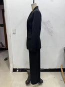 ETJ 2025 novo design de moda feminina corte tridimensional gola alta jaqueta de terno fino e calças casuais combinando