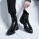 Chelsea botas para homens sola vermelha pu tornozelo negócios dedo do pé redondo deslizamento-em botas masculinas frete grátis tamanho 38-46 sapatos masculinos