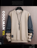 2026 Men's Casual Sweatshirts Fashion Harajuku Streetwear Long Sleeve Patchwork Loose O-Neck Pullover Tops Hip Hop Hoodies Male