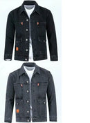 Jaqueta Jeans Masculina para Trabalho, Primavera, Outono e Inverno, Tamanho Grande, Estilo Jovem e Versátil, Manga Longa com ...