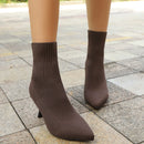 Spring Autumn Women Ankle Boots Slip-On Sexy Chelsea Boots Women Luxury Stretch Fabric Women Socks Shoes Pointed Toe High Heels